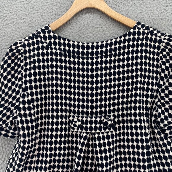LOFT Jacket Womens 12 Black White Pattern Wool Blend Short Sleeve Cropped Button - Picture 4 of 9